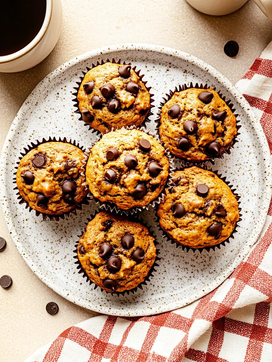 Plate-of-Pumpkin-Banana-Muffins-with-Chocolate-Chips