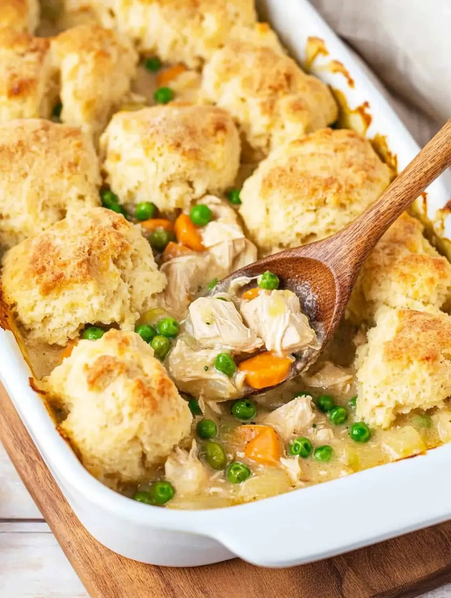 White-baking-dish-with-chicken-dumpling-casserole