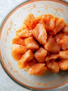 marinated-chicken-cubes-in-a-glass-bowl-with-seasoning