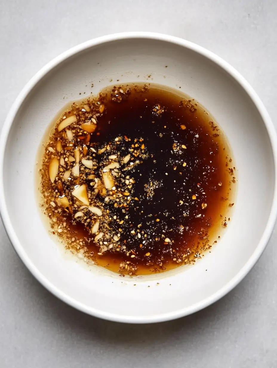 Salmon Bites in The Air Fryer 3 Small bowl of soy sauce marinade mixed with chopped garlic,.