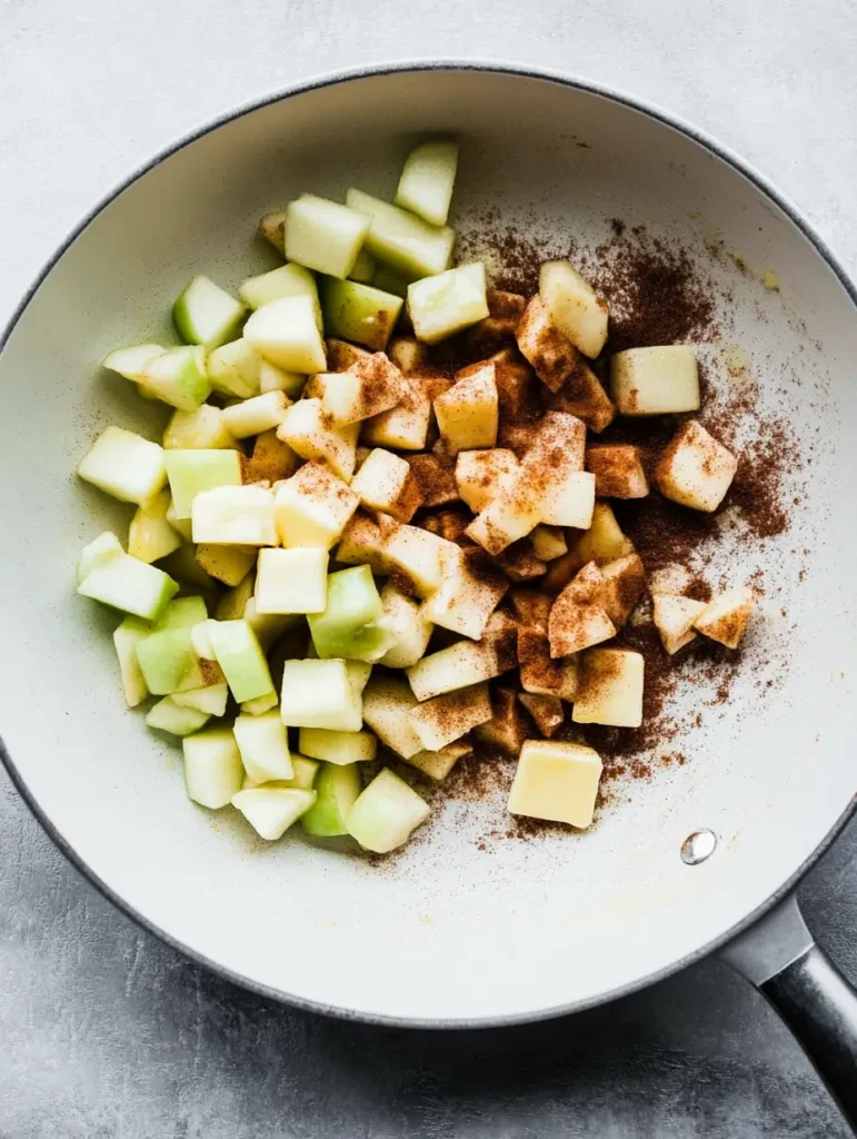 Easy Apple Hand Pies 25 apple-pie-filling-diced-apples-in-cinnamon-sugar-sauce-in-a-white-pan