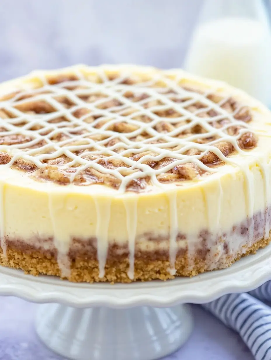 CINNAMON ROLL CHEESECAKE 7 Finished-cinnamon-roll-cheesecake-drizzled-with-icing-and-cinnamon-swirls