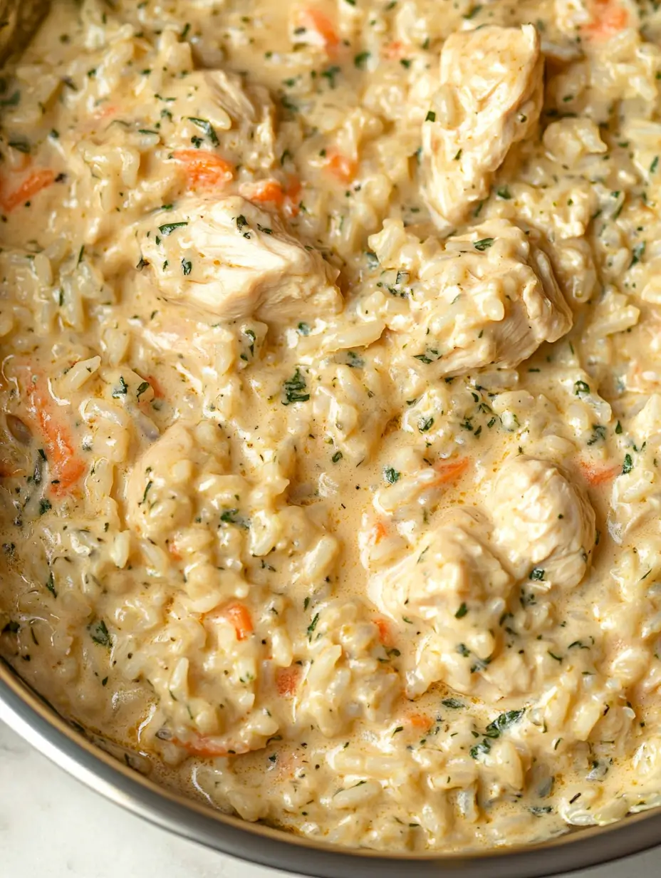 thick-and-creamy-chicken-and-rice-in-skillet