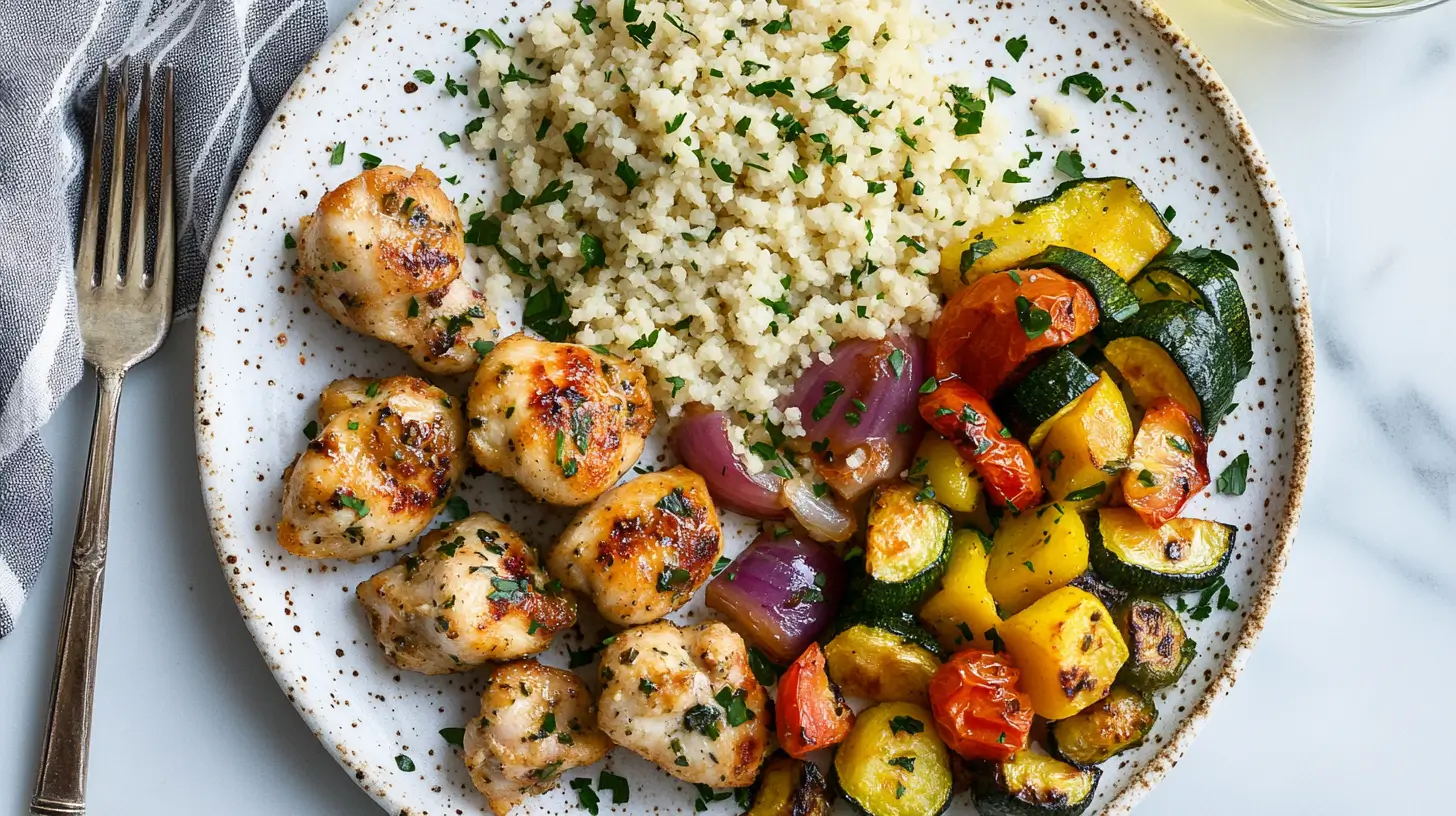 Dinner Recipes 23 garlic-butter-chicken-bites-served-with-couscous