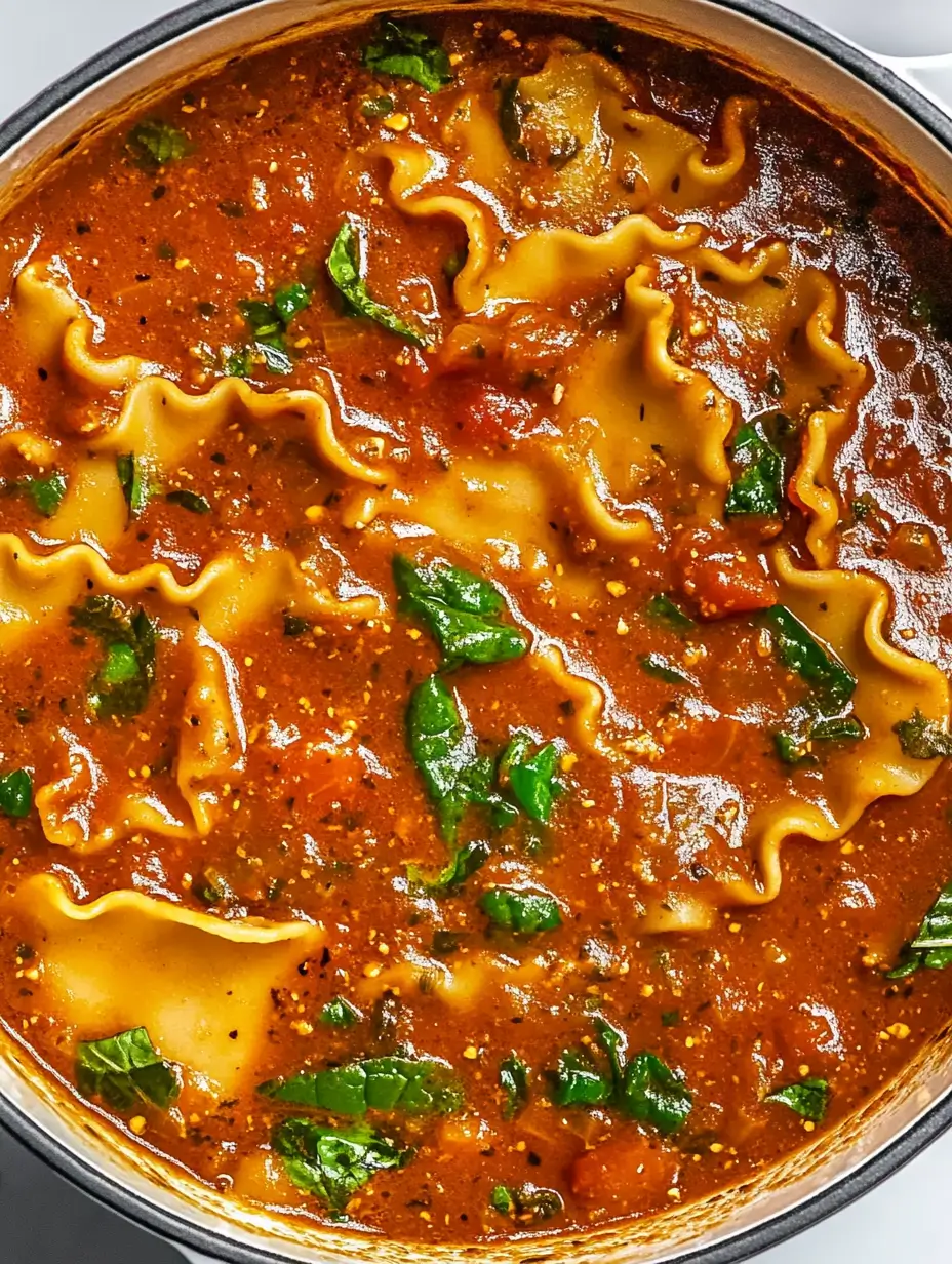 simmering-vegetarian-lasagna-soup-with-lasagna-noodles-and-spinach