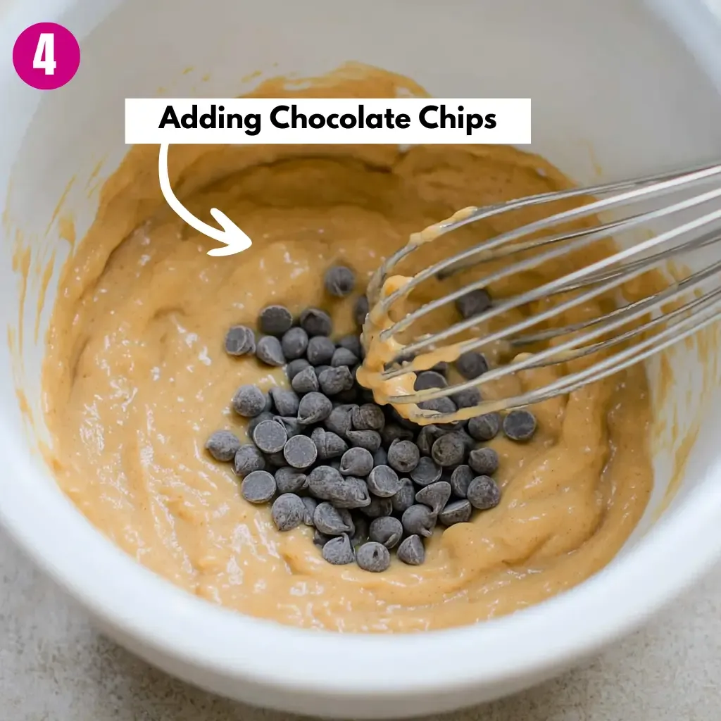 20-Minute Soft Banana Chocolate Chip Pancakes 15 Adding-Chocolate-Chips