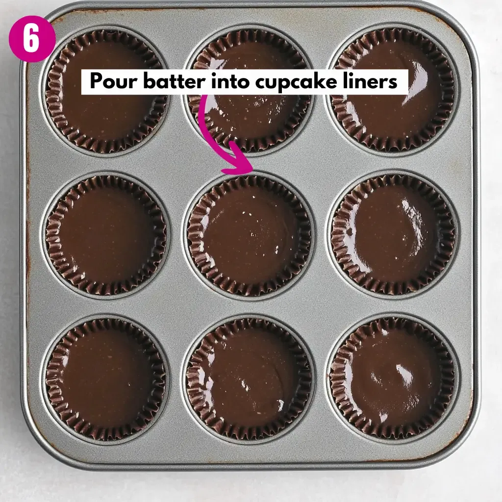 Pour-batter-into-cupcake-liners