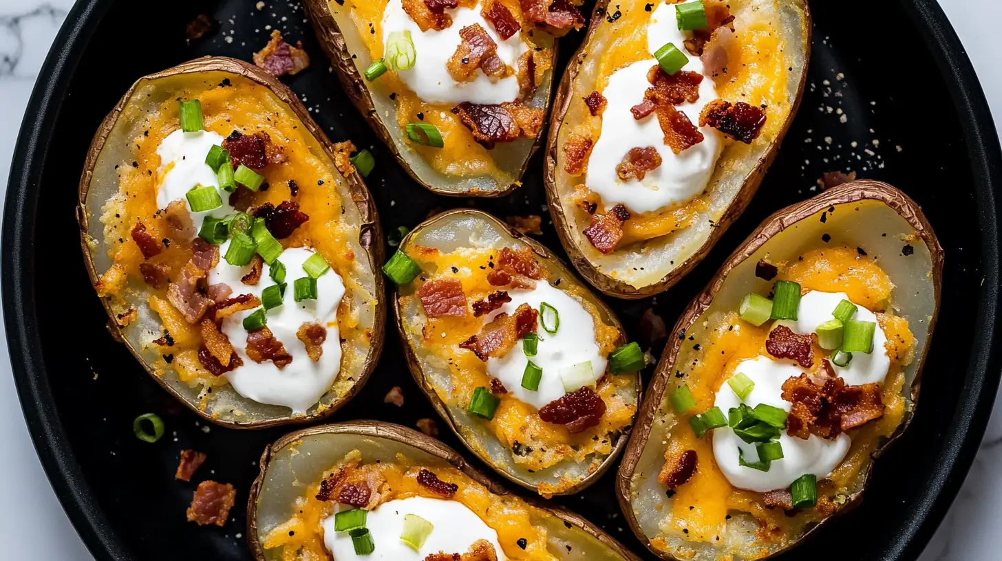 air-fryer-loaded-potato-skins-topped-with-cheddar-cheese-and-green-onions