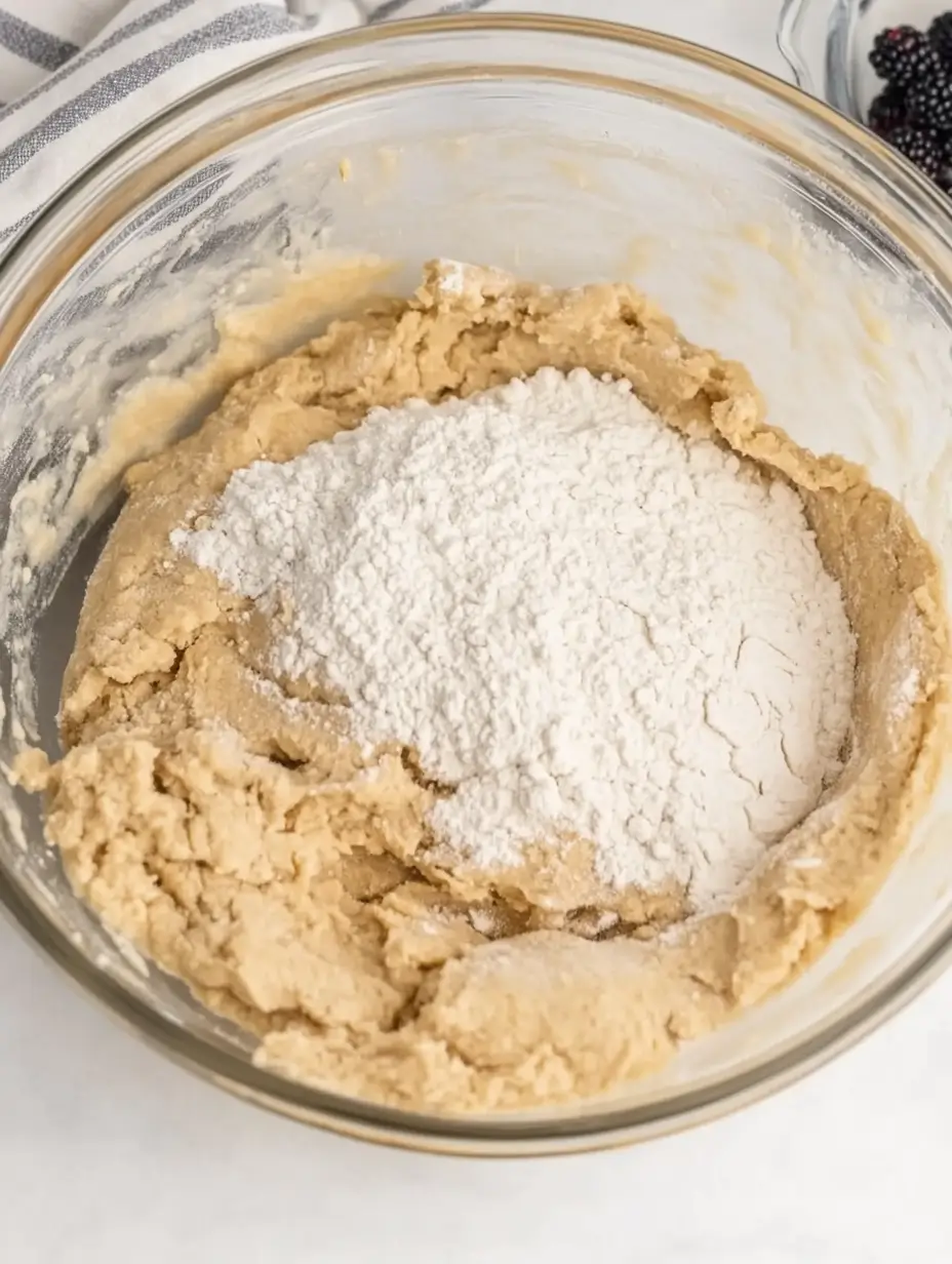 glass-bowl-with-flour-added-to-butter-and-sugar-for-cookie-dough