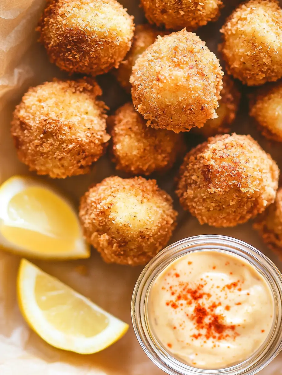 Delicious-golden-crab-balls-served-in-a-paper-lined-tray-with-dipping-sauce.