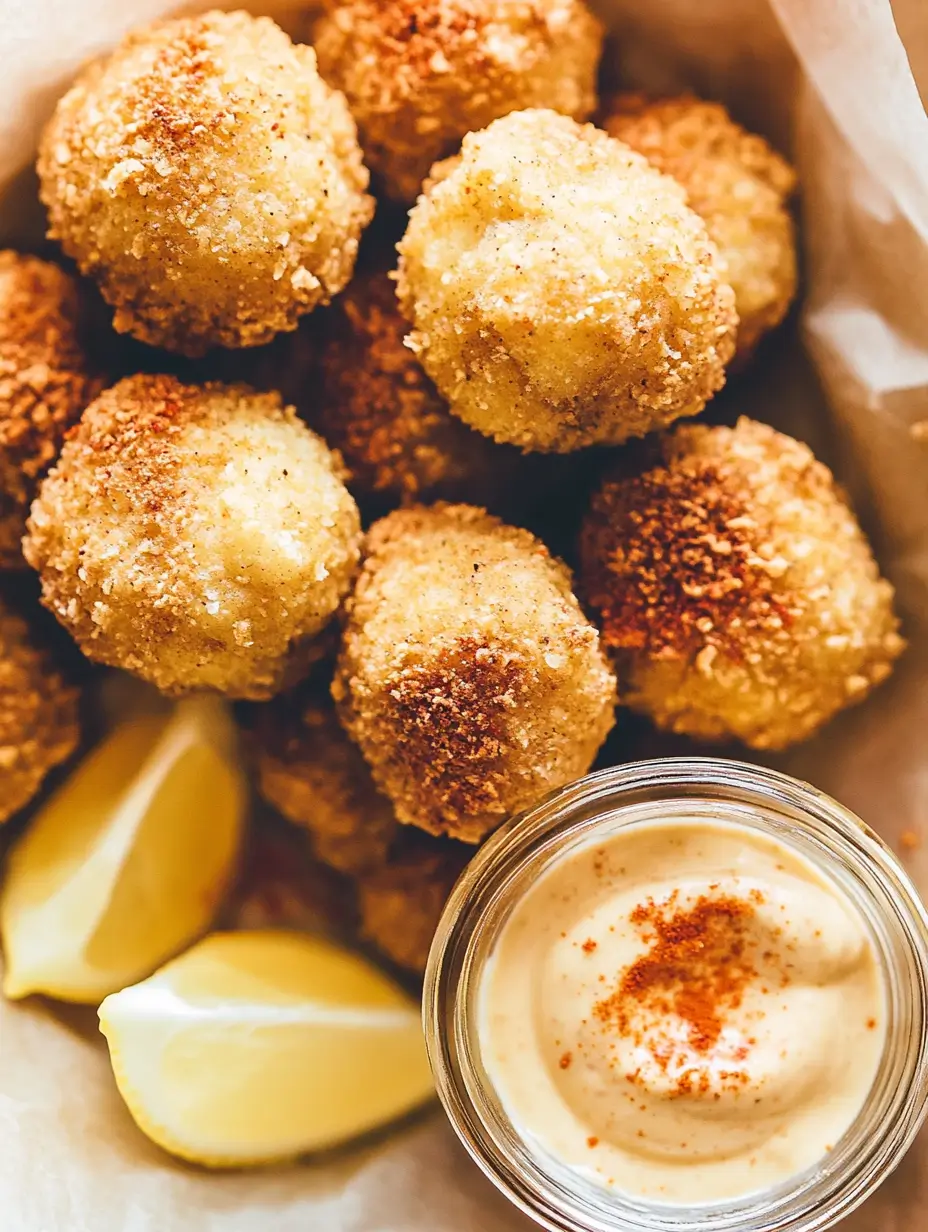 Crispy-golden-crab-balls-close-up-garnished-with-paprika-and-served-with-lemon.