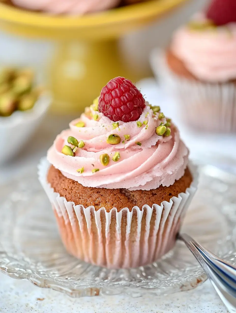 Pistachio and Raspberry Cupcakes Made Simple 18 pistachio-and-raspberry-cupcake-closeup-with-vivid-pink-frosting-and-green-pistachios