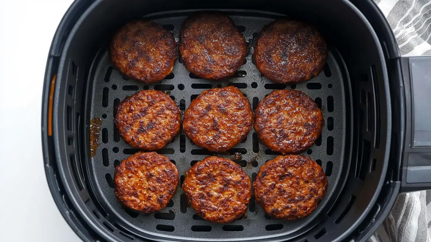 air-fryer-basket-crispy-browned-sausage-patties