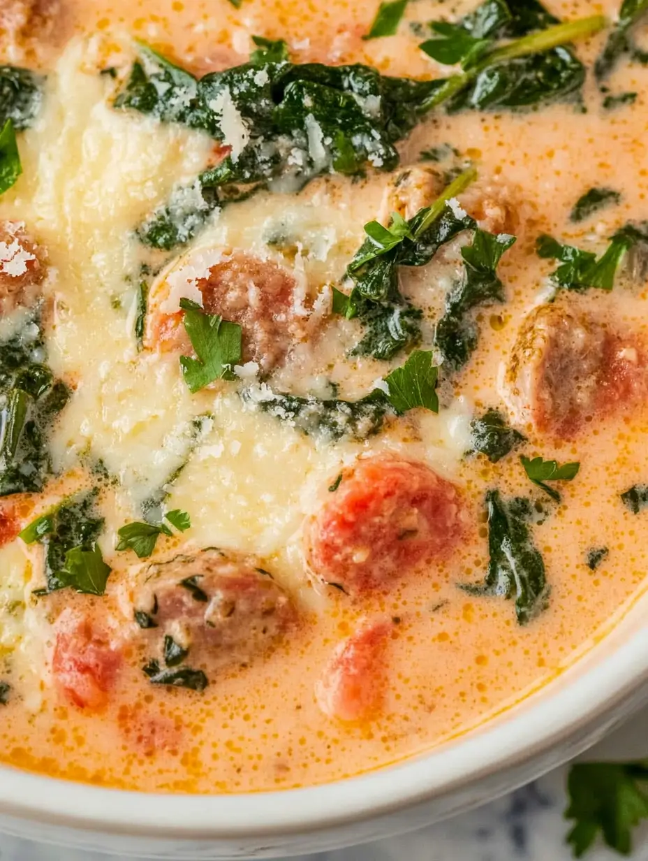 Creamy Italian Sausage Spinach Soup 23 creamy-soup-with-melted-parmesan-and-tomatoes