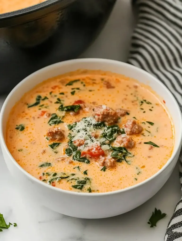 Creamy Italian Sausage Spinach Soup 22 creamy-sausage-spinach-soup-with-rich-tomato-base