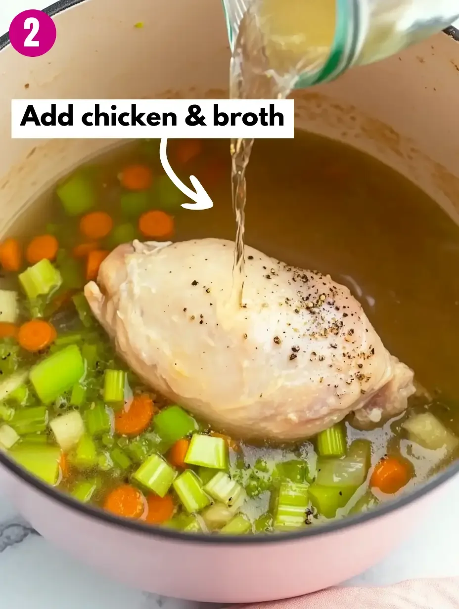 Easy and Hearty Chicken and Rice Soup 23 Add-chicken-broth