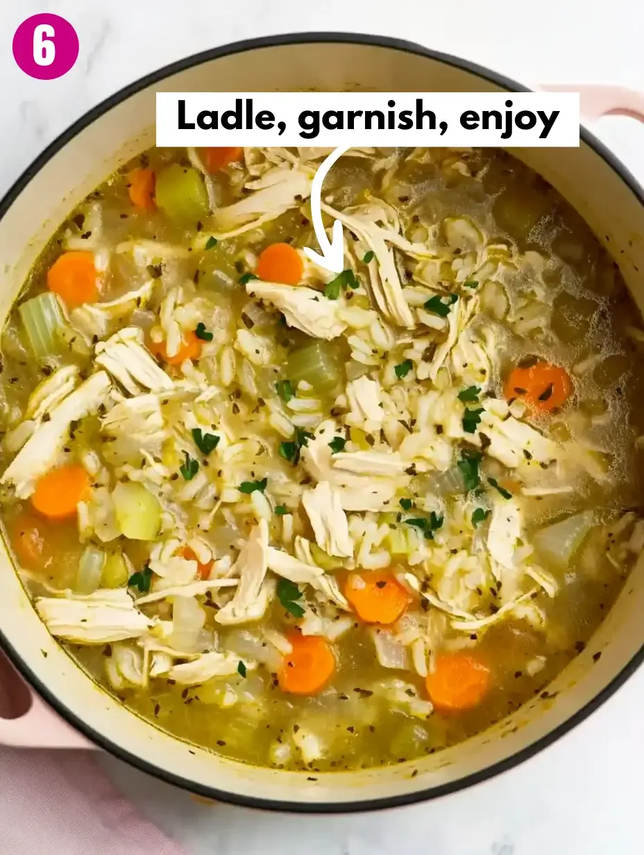 Easy and Hearty Chicken and Rice Soup 27 Ladle-and-garnish-and-enjoy