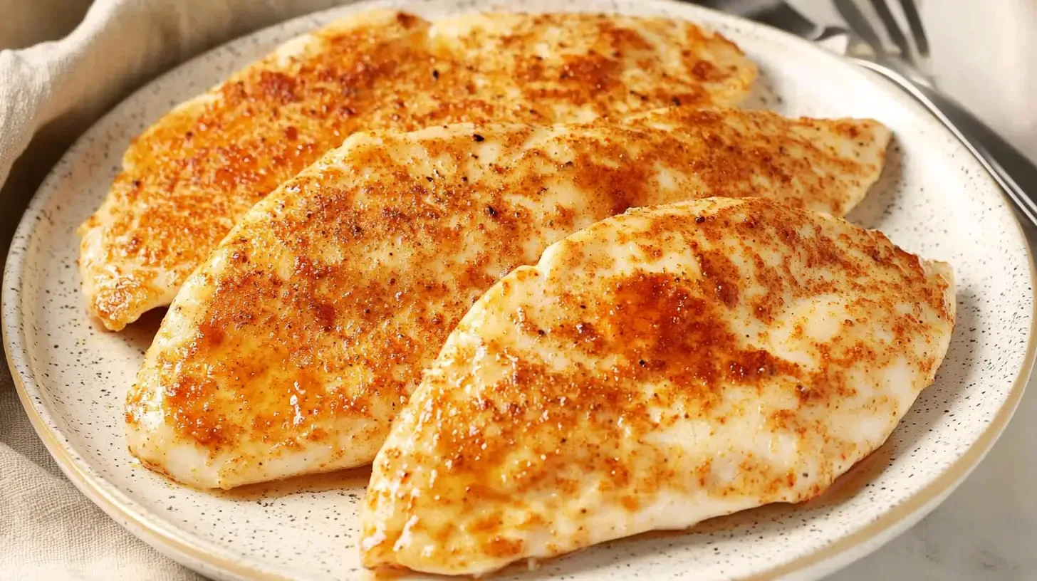 juicy-thin-sliced-chicken-breast-air-fryer-served