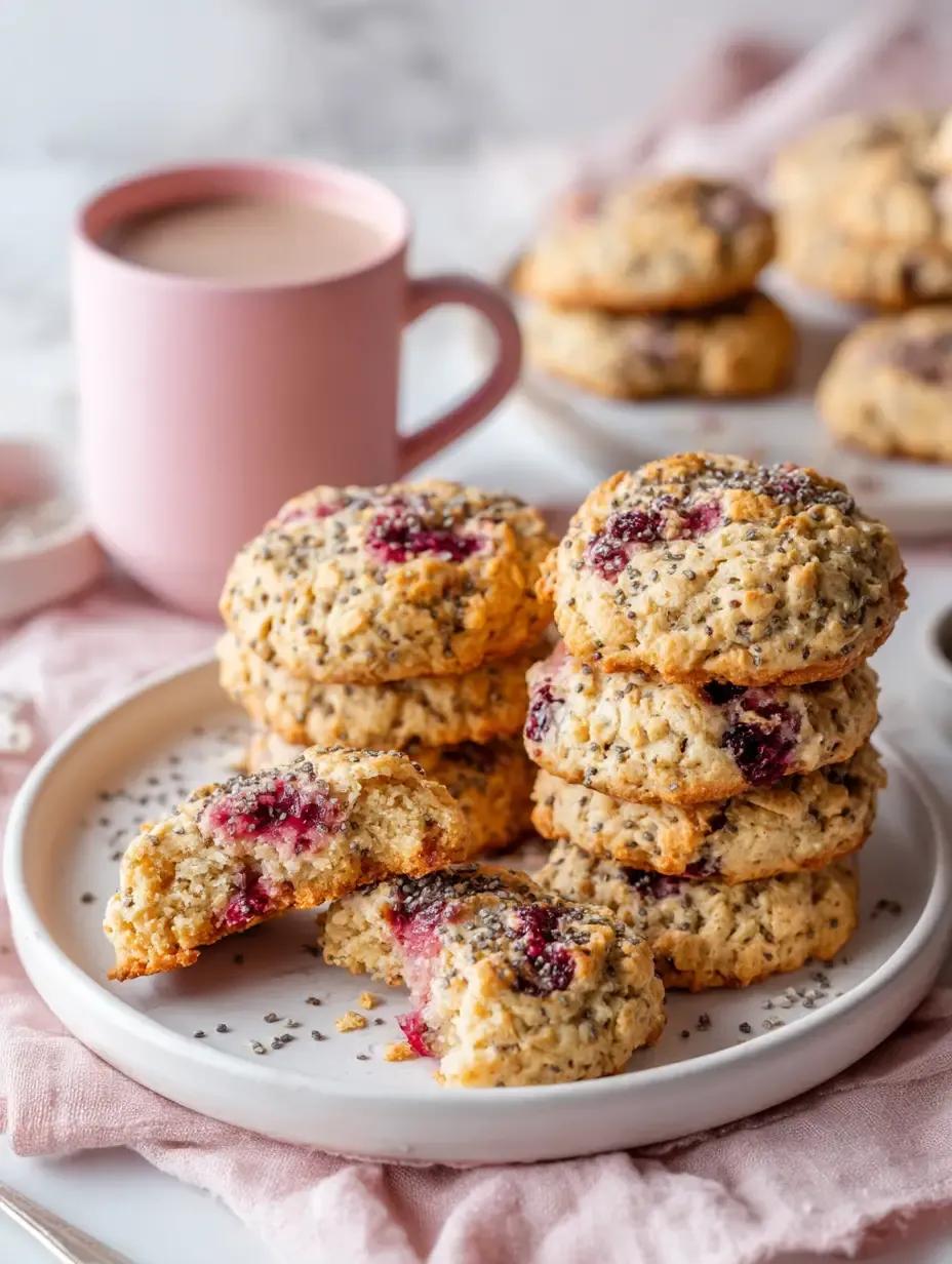 Cherry Almond Breakfast Cookies fresh out of the oven, golden at the edges with visible almonds, oats and dried cherries