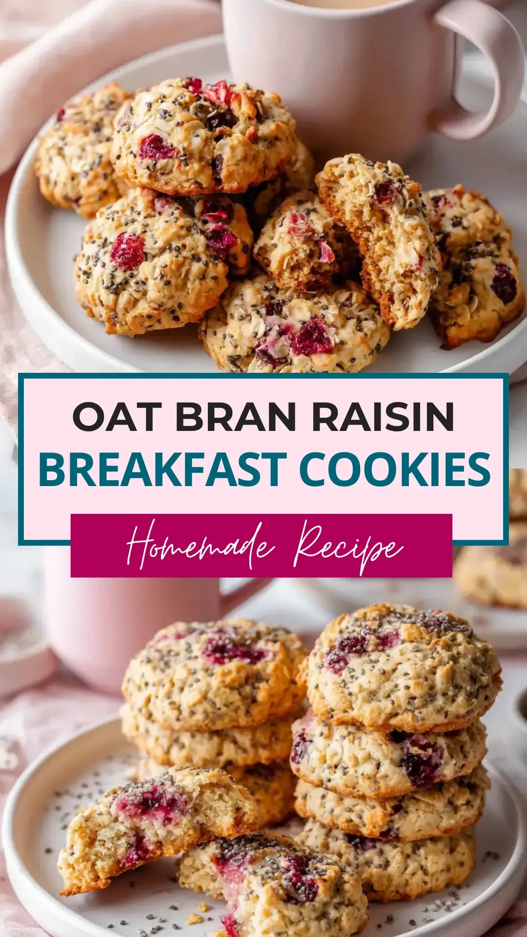 Cherry Almond Breakfast Cookies stacked on a wooden board, ready to store or pack for on-the-go breakfasts