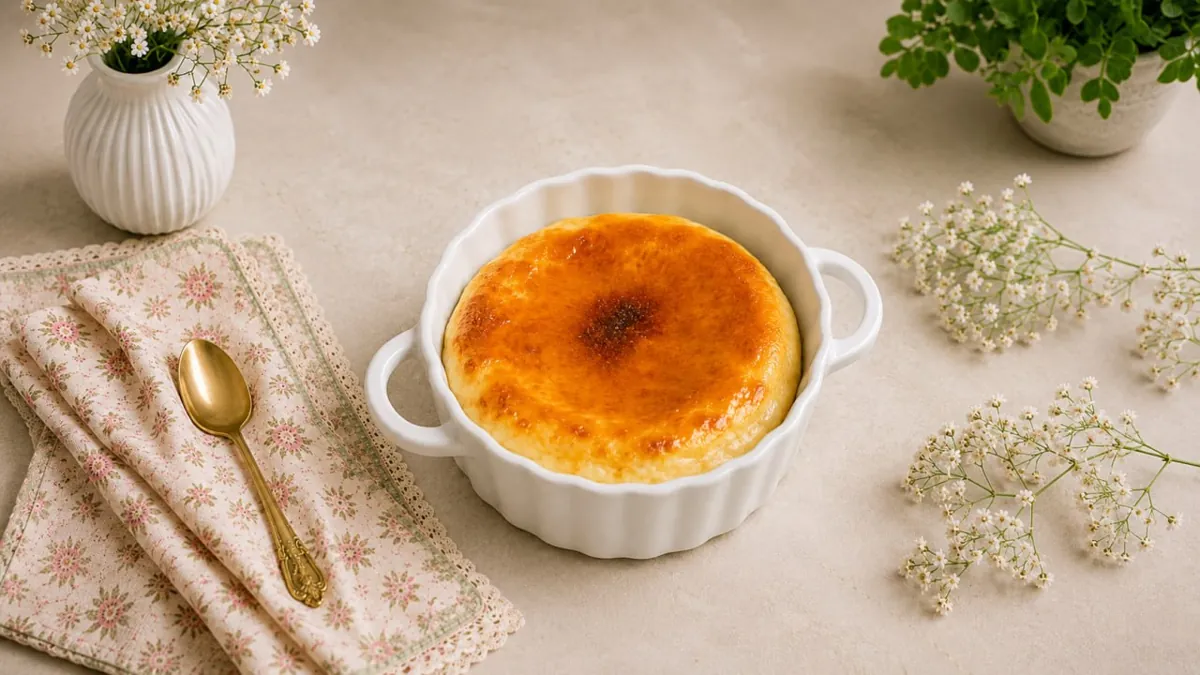 Easy Homemade Recipes 25 Baked 2 ingredient protein cheesecake in a white ramekin