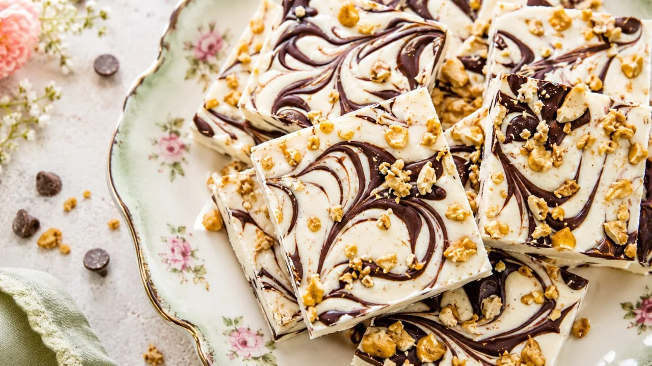 Easy Homemade Recipes 37 cottage-cheese-bark-squares-on-floral-plate
