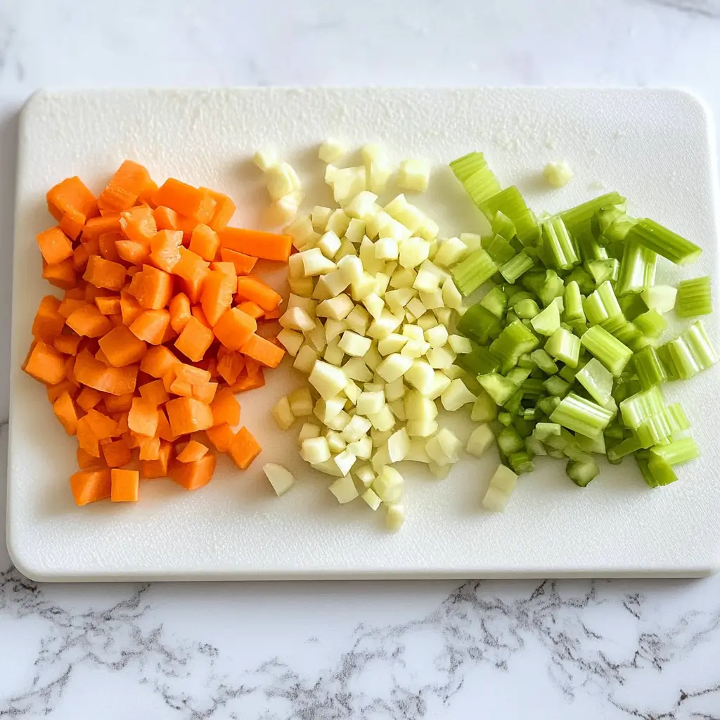 Chicken Cabbage Soup for Quick Fat Burning 38 diced-carrots-potatoes-and-celery-arranged-on-a-cutting-board