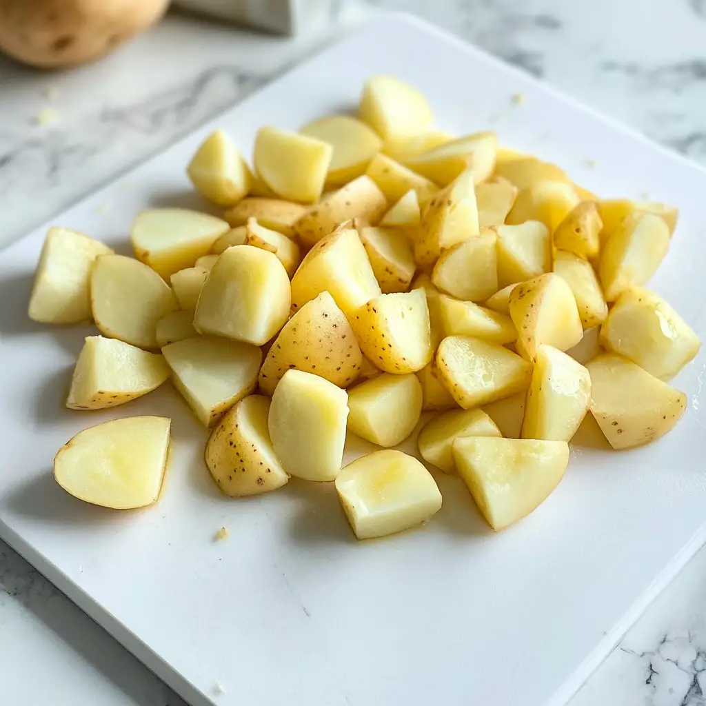 Chicken Cabbage Soup for Quick Fat Burning 39 diced-yellow-potatoes-on-a-white-cutting-board