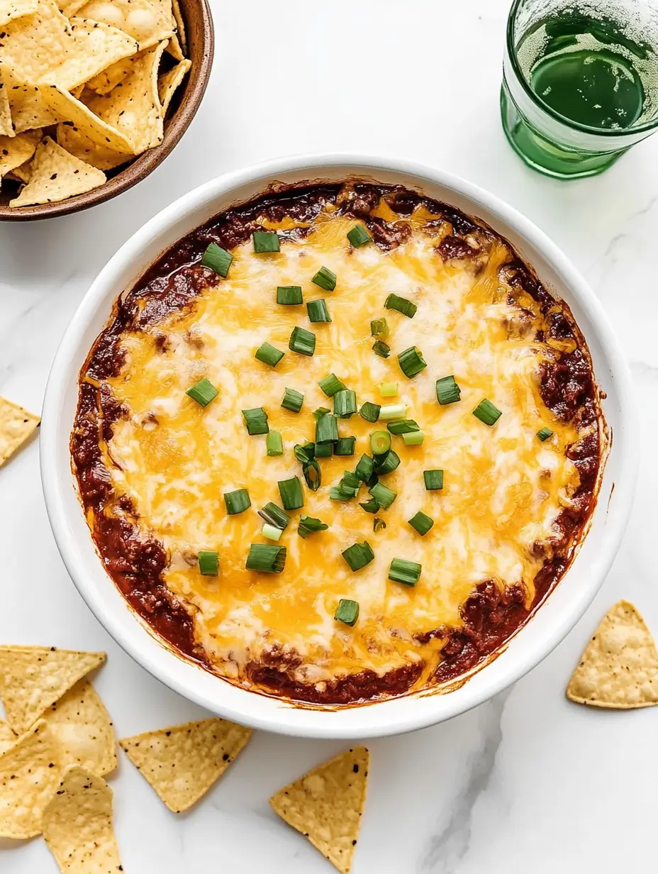 Chili Cheese Dip Recipe 17 cheesy-chili-dip-topped-with-green-onions-served-with-tortilla-chips
