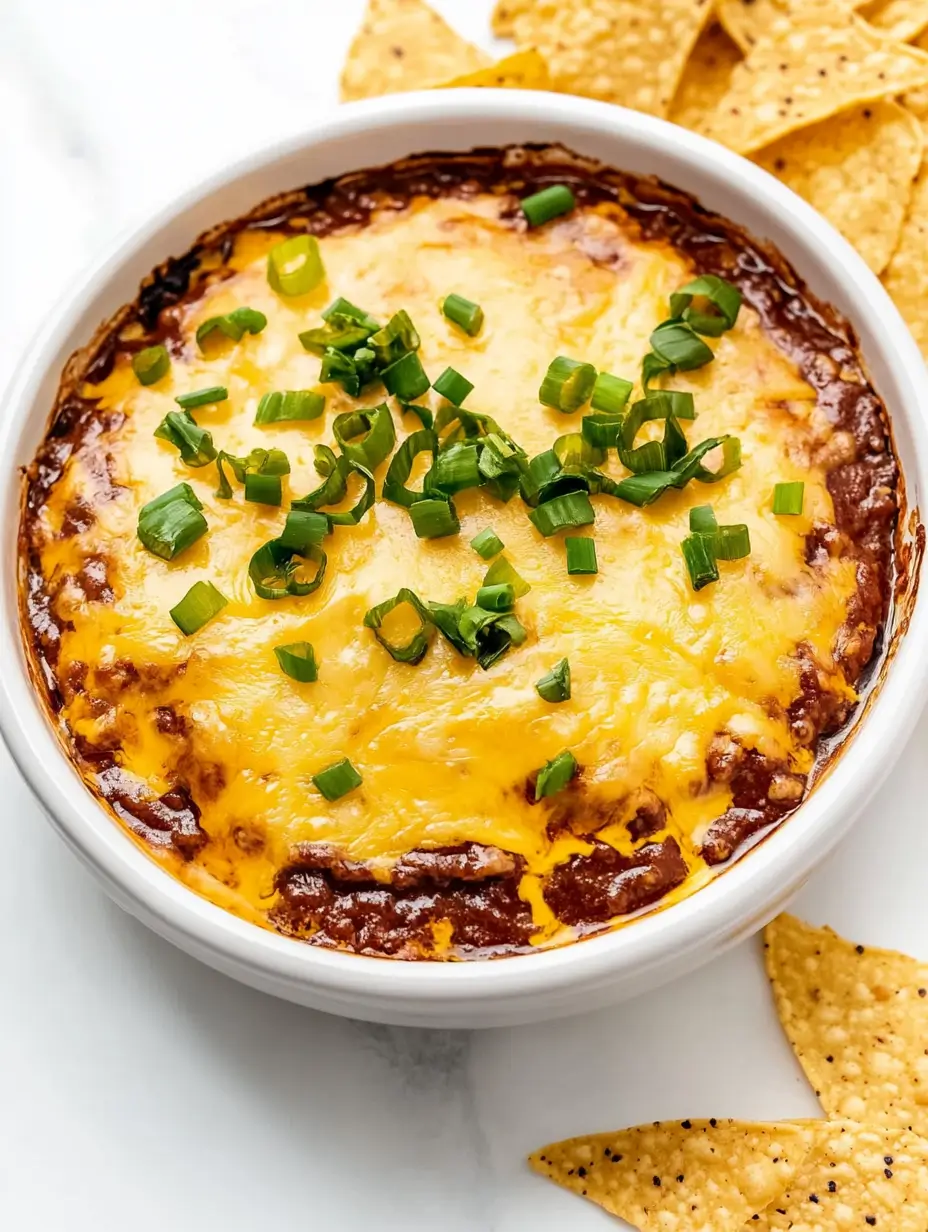 Chili Cheese Dip Recipe 12 baked-cheesy-chili-dip-topped-with-green-onion-served-with-chips
