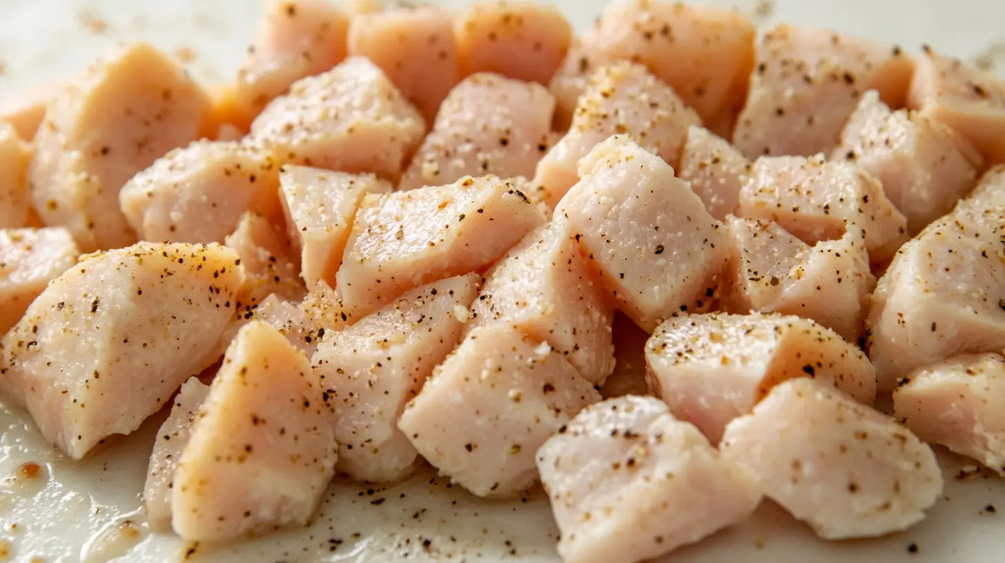 Garlic Butter Chicken Bites 4 seasoned-raw-chicken-bites-ready-for-cooking
