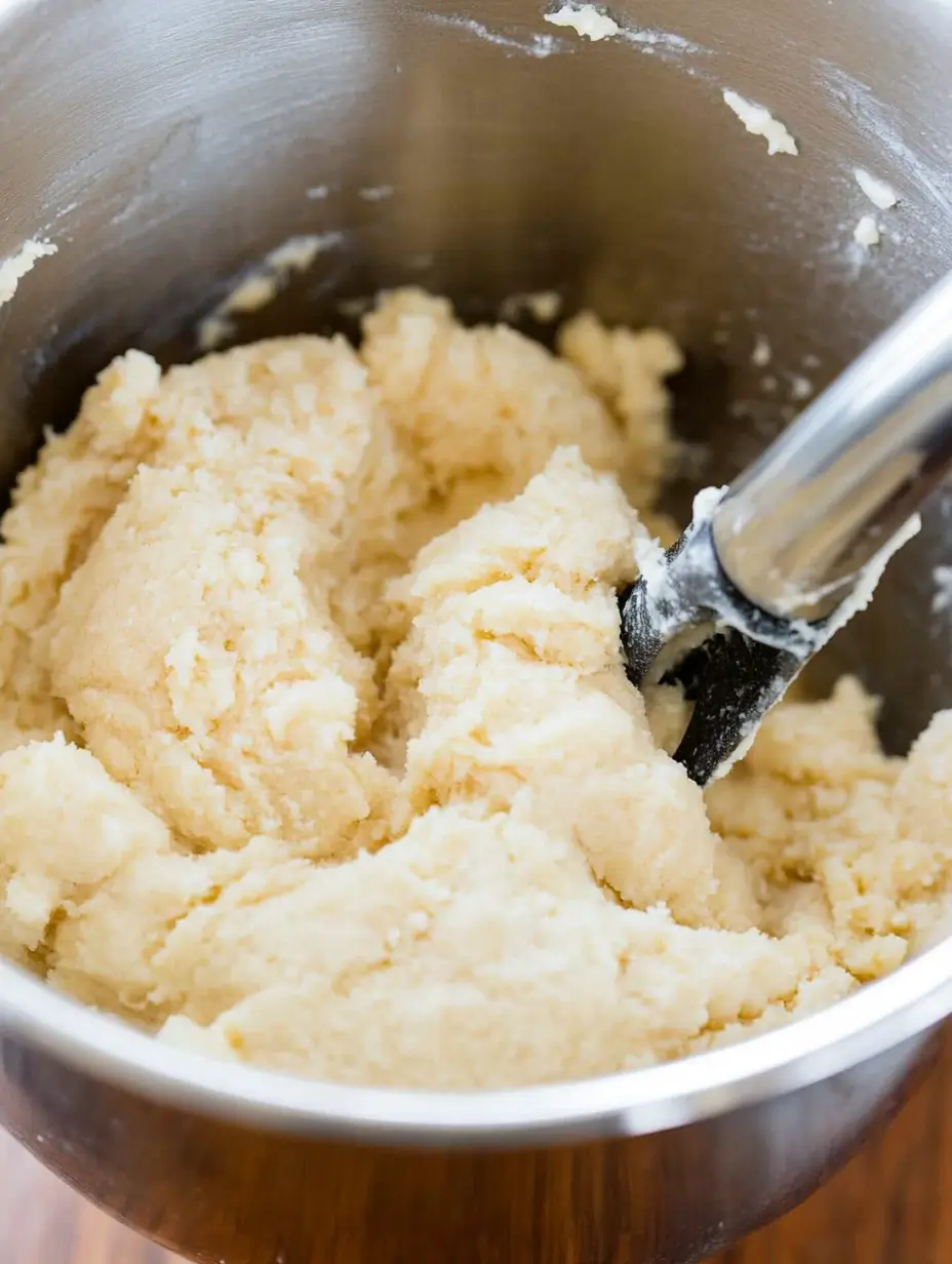 Raspberry Shortbread Cookies 4 shortbread-cookie-dough-in-a-mixing-bowl-with-spatula
