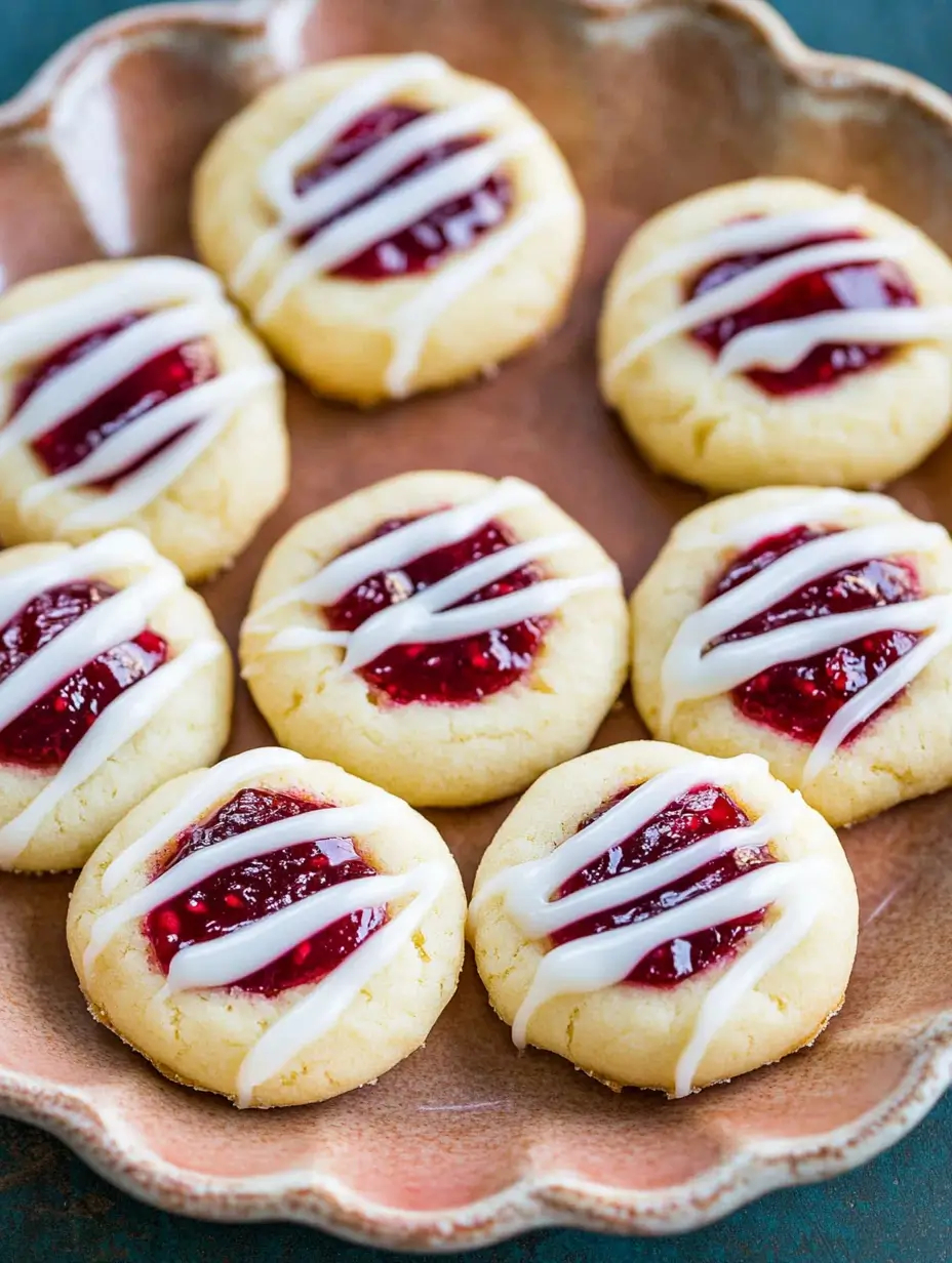 Raspberry Shortbread Cookies 3 plate-of-raspberry-shortbread-cookies-with-red-cloth-in-background