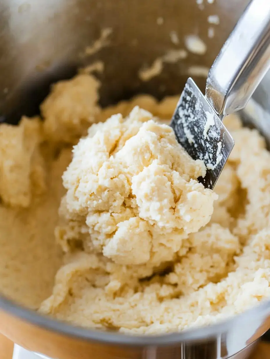 Raspberry Shortbread Cookies 5 cookie-dough-being-mixed-in-stainless-steel-bowl