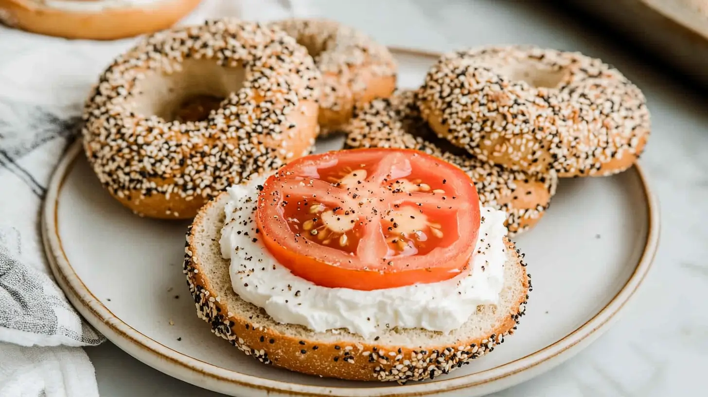 Chewy Homemade Sourdough Bagel Recipe 7 sourdough-bagel-with-cheese-tomato