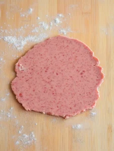 strawberry-shortbread-cookie-dough-rolled-out-on-a-floured-surface