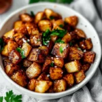 Crispy Air Fryer Breakfast Potatoes 22 Golden-Brown-Air-Fried-Potato-Cubes-in-Ceramic-Bowl