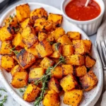 Caramelized Air Fryer Butternut Squash 20 butternut-squash-cubes-roasted-in-air-fryer-with-sauce