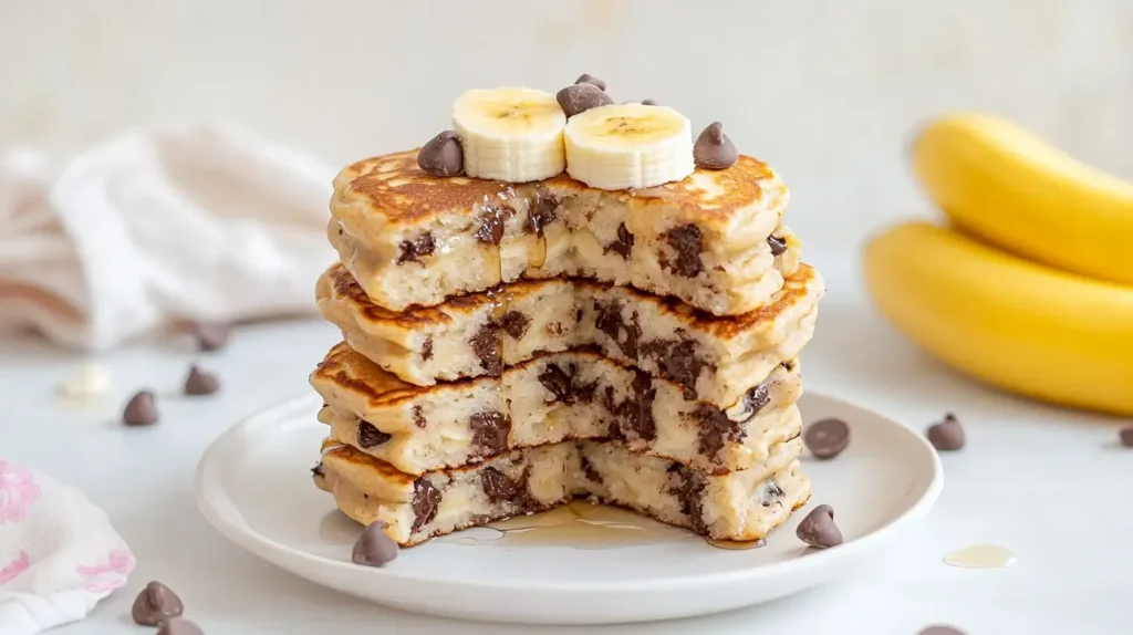 banana-chocolate-chip-pancakes-recipe-easy-fluffy