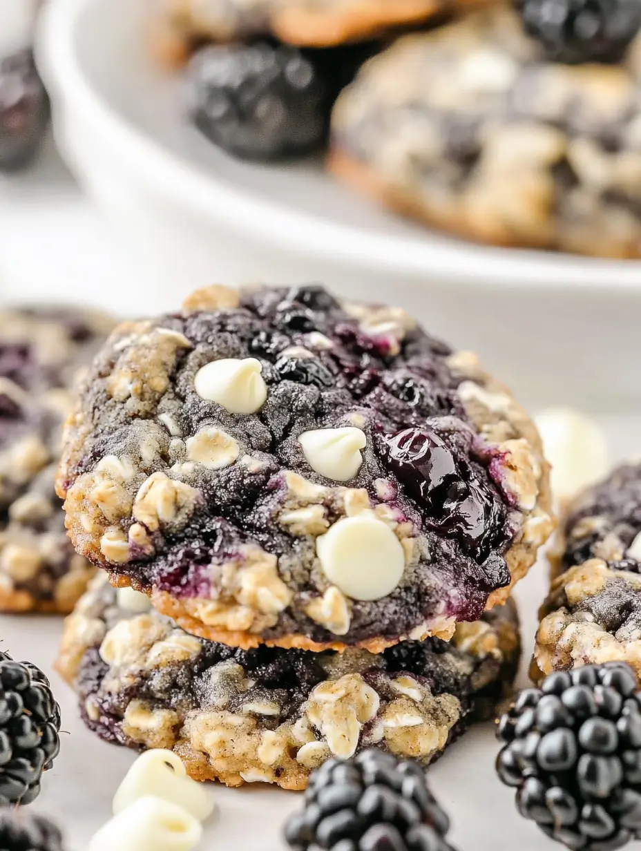 Blackberry Oatmeal Cookies 16 blackberry-oatmeal-cookies-arranged-with-blackberries-and-white-chocolate