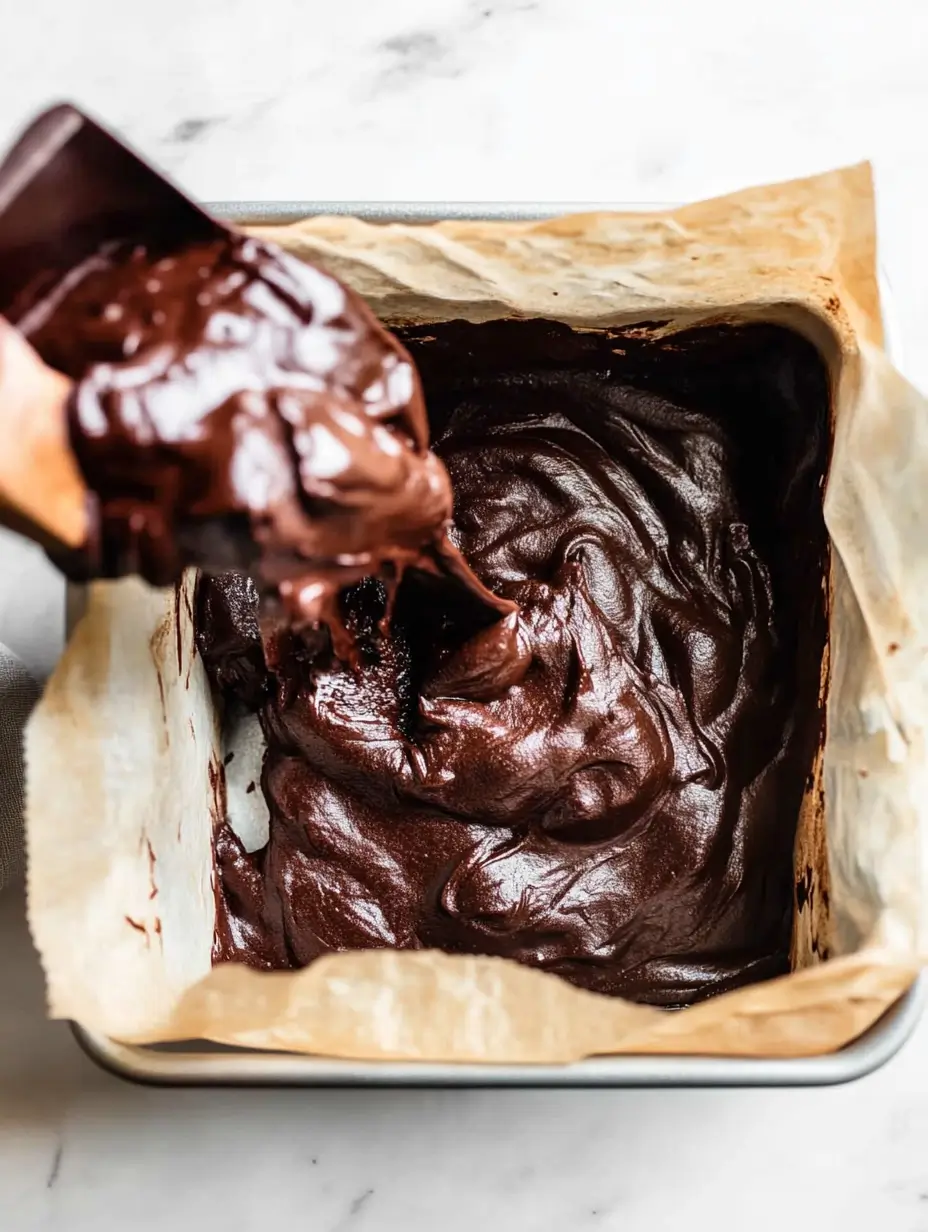 Cherry Brownies Made from Scratch 20 baking-dish-lined-with-parchment-paper-filled-with-rich-chocolate-brownie-batter