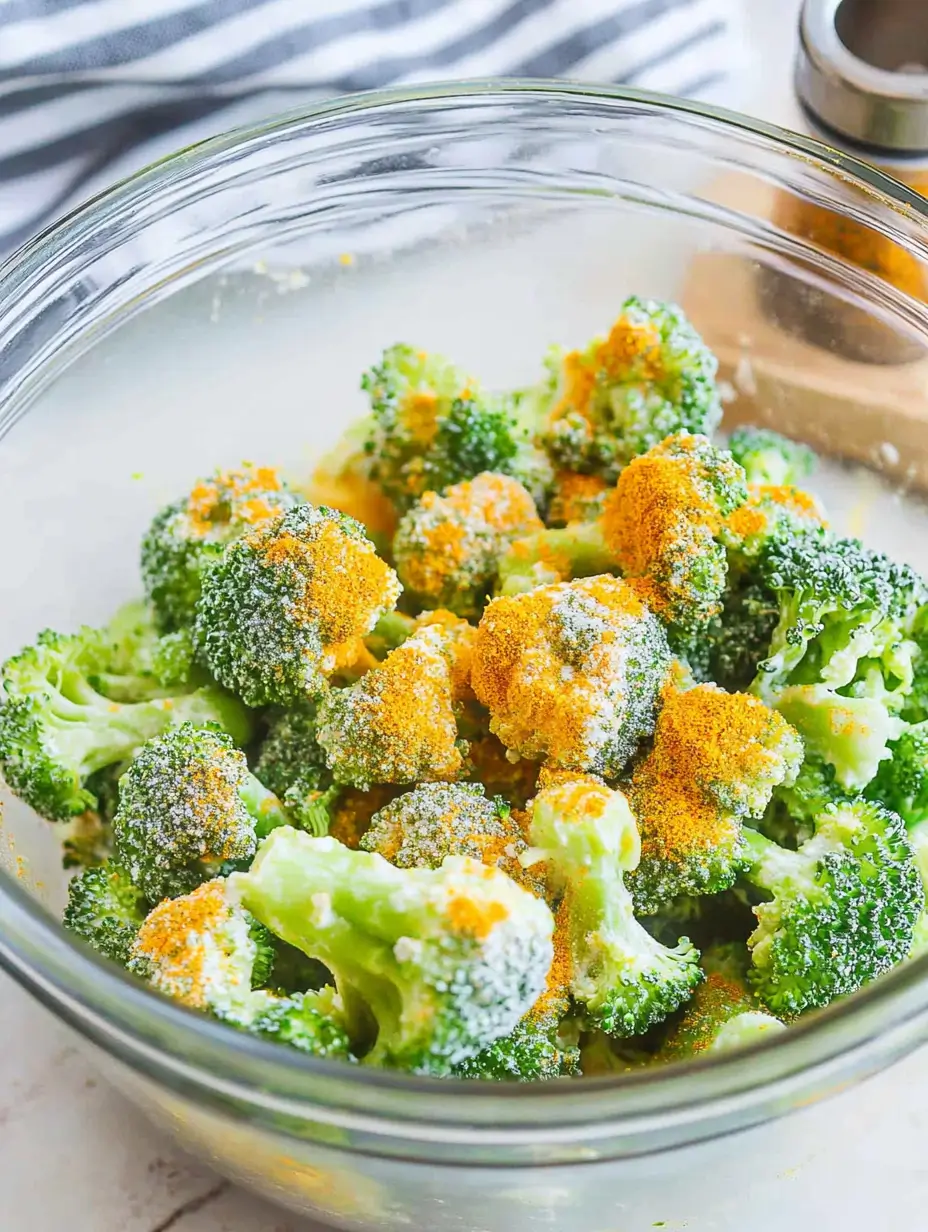Frozen Broccoli in Air Fryer 13 bowl-of-broccoli-florets-seasoned-with-turmeric-and-salt