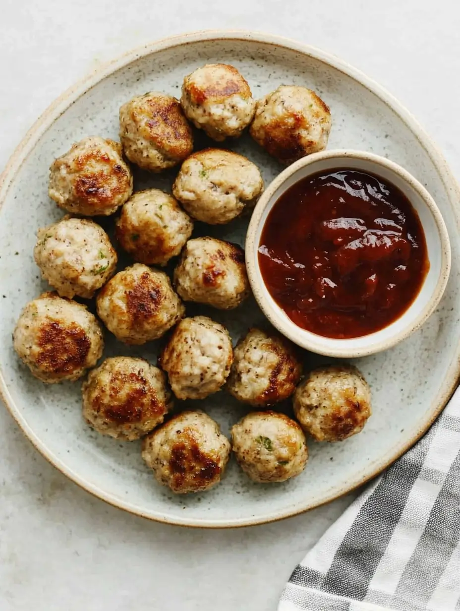 Ridiculously Good Frozen Meatballs in Air Fryer 9 crispy-and-juicy-air-fried-meatballs-served-on-plate-with-sauce