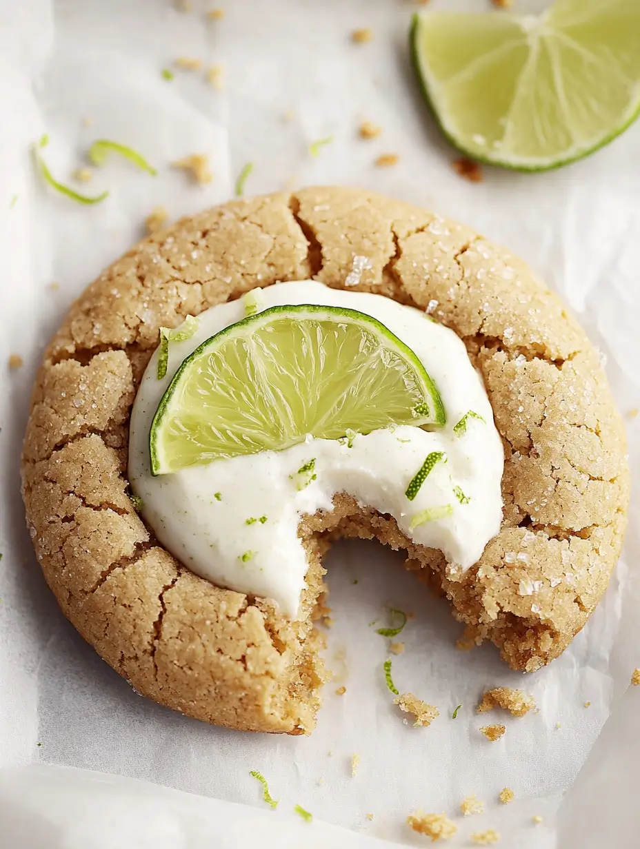 Key Lime Pie Cookies 9 key-lime-pie-cookie-with-a-bite-taken-out-showing-cream-and-lime-zest