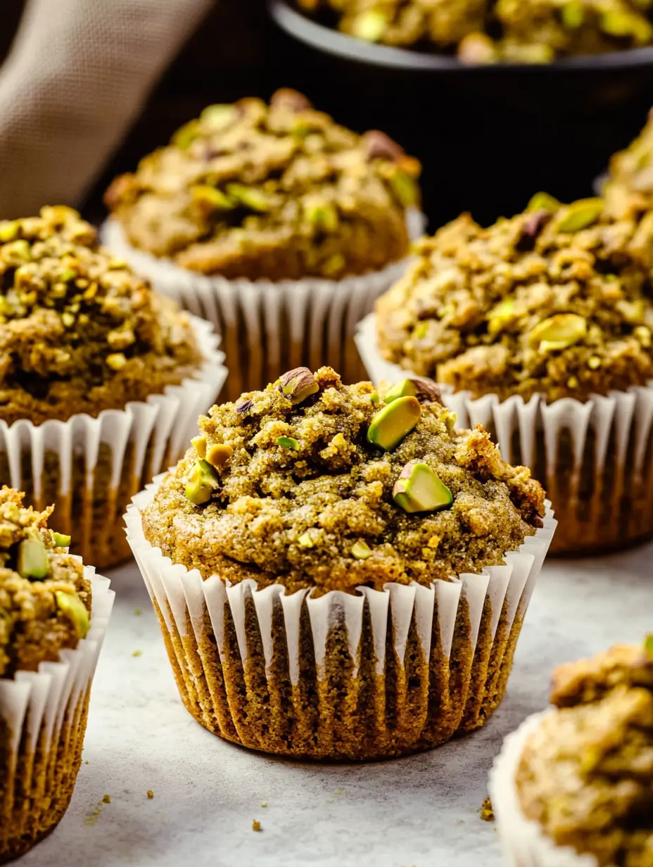 Pistachio Muffins(Bakery Style at Home) 14 close-up-of-pistachio-muffins-on-the-countertop