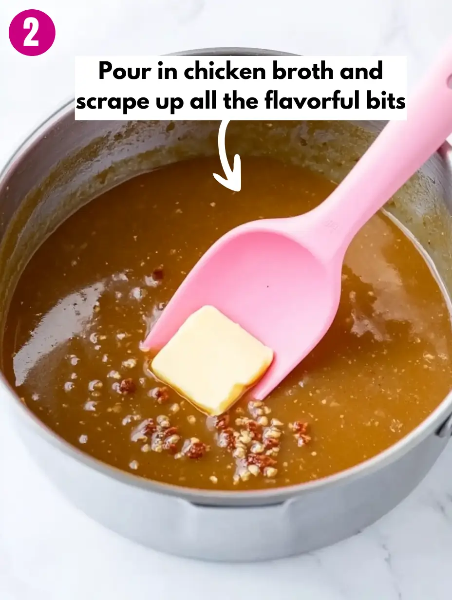 Easy Creamy One-Pan Chicken and Gravy Recipe 11 Pour-in-chicken-broth-and-scrape-up-all-the-flavorful-bits