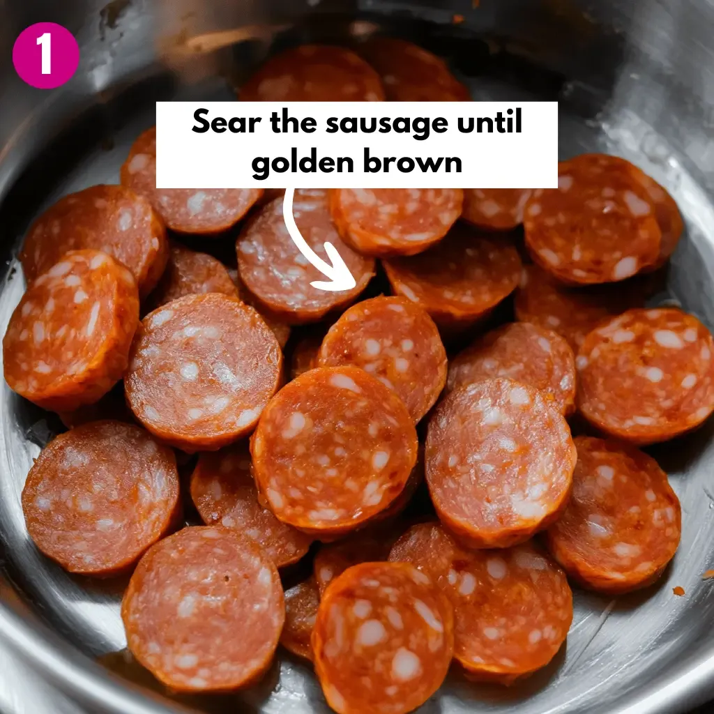Easy Cajun sausage and rice skillet 18 Sear-the-sausage-until-golden-brown