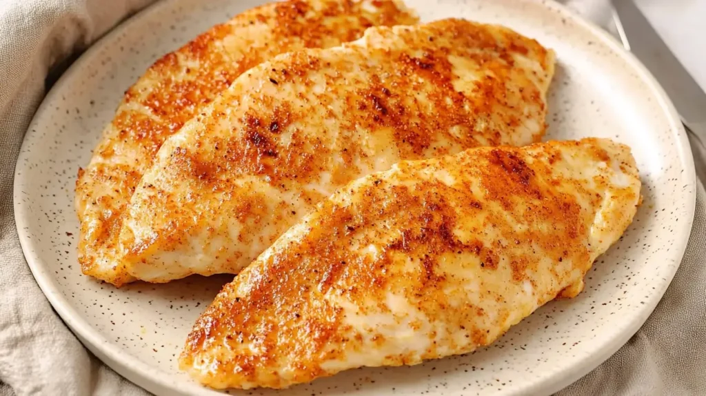 Air Fryer Chicken Recipes 2 juicy-thin-sliced-chicken-breast-air-fryer-served