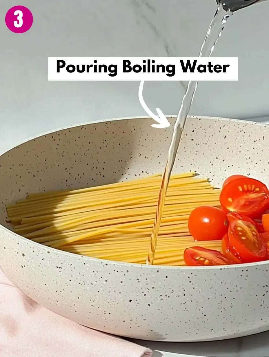 Meghan Markle Pasta Recipe 15 Pouring-Boiling-Water