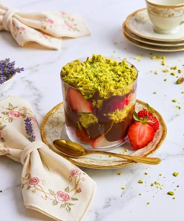 strawberry-dubai-chocolate-cup-layered-dessert-glass